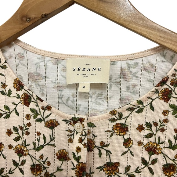 Sézane Lenie Floral Button-Down L/S T-Shirt Top M - Picture 6 of 7
